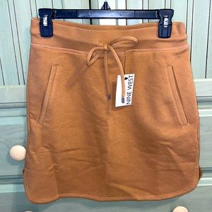 Nine West Fashion Fleece Collection Camel Knit Drawstring XS Skirt
